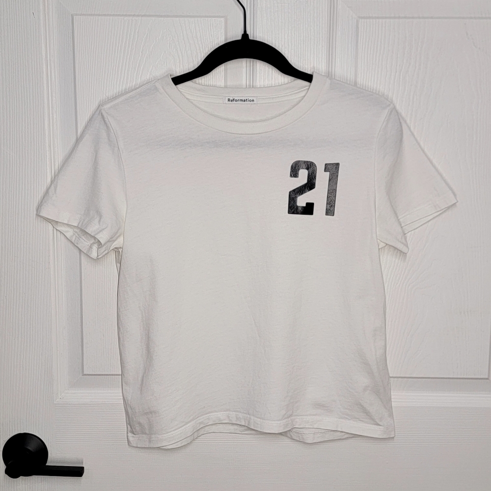 Reformation White T-Shirt with Customized Print